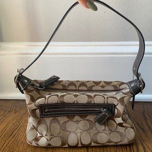 Coach Small Signature Brown Canvas Purse rectangle y2k